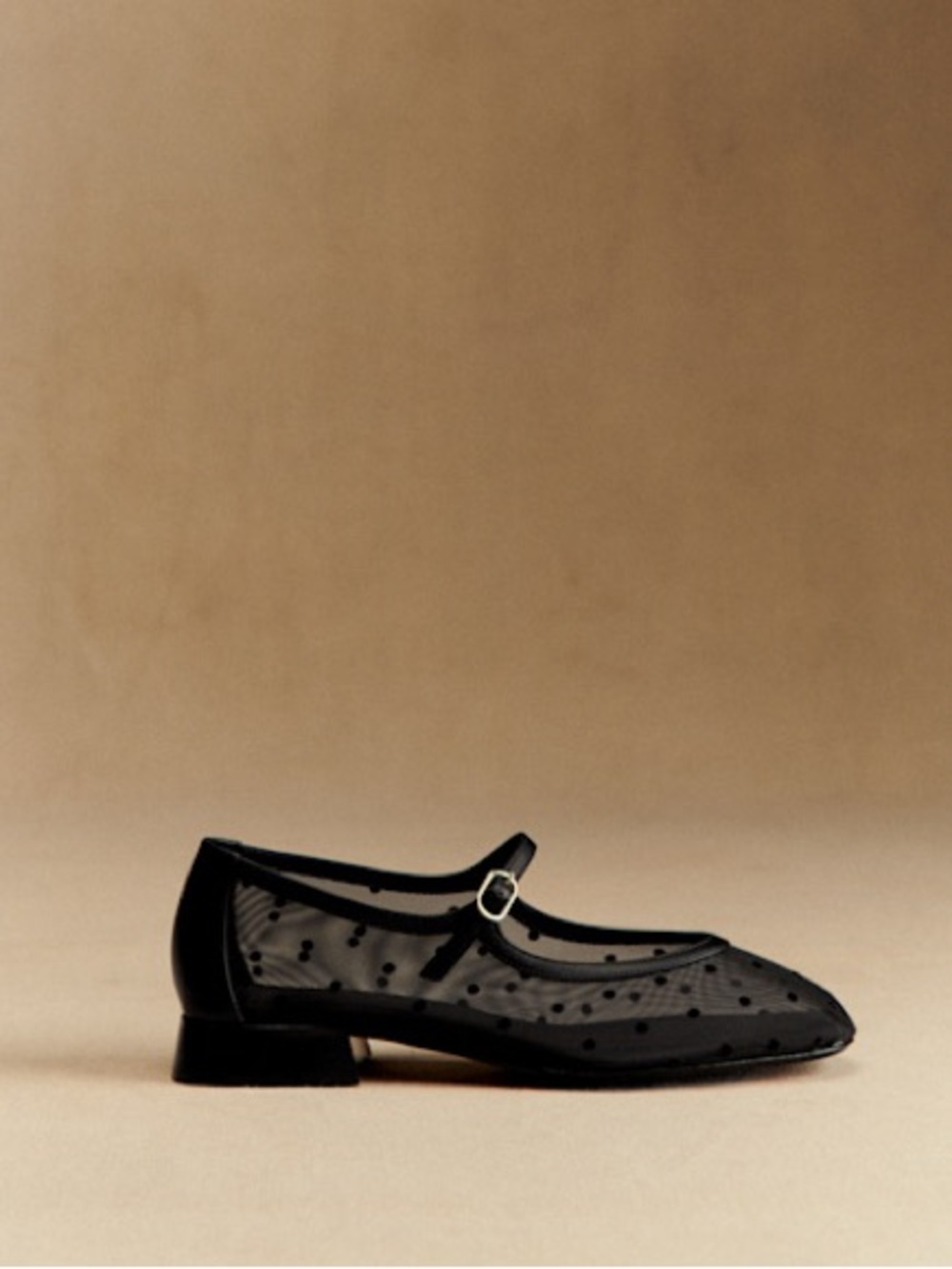 Sézane Aubane Low Babies in Black Mesh Plumetis FR 39 / US 8 - Picture 2 of 11